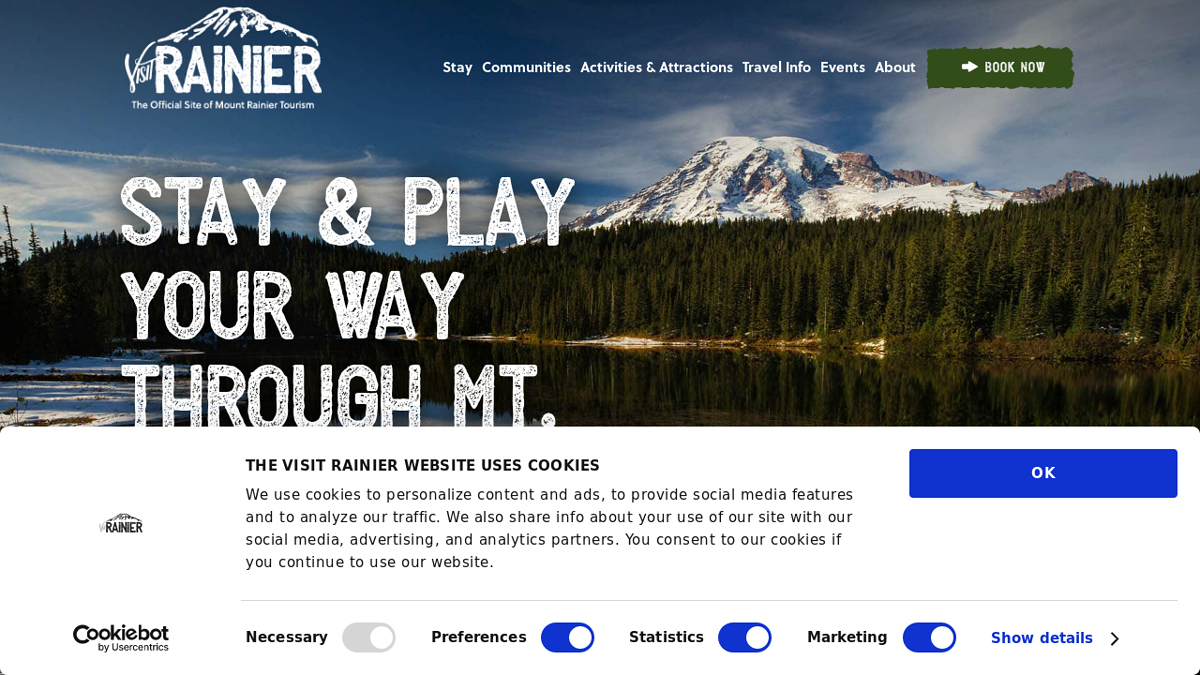 Screenshot of https://www.visitrainier.com