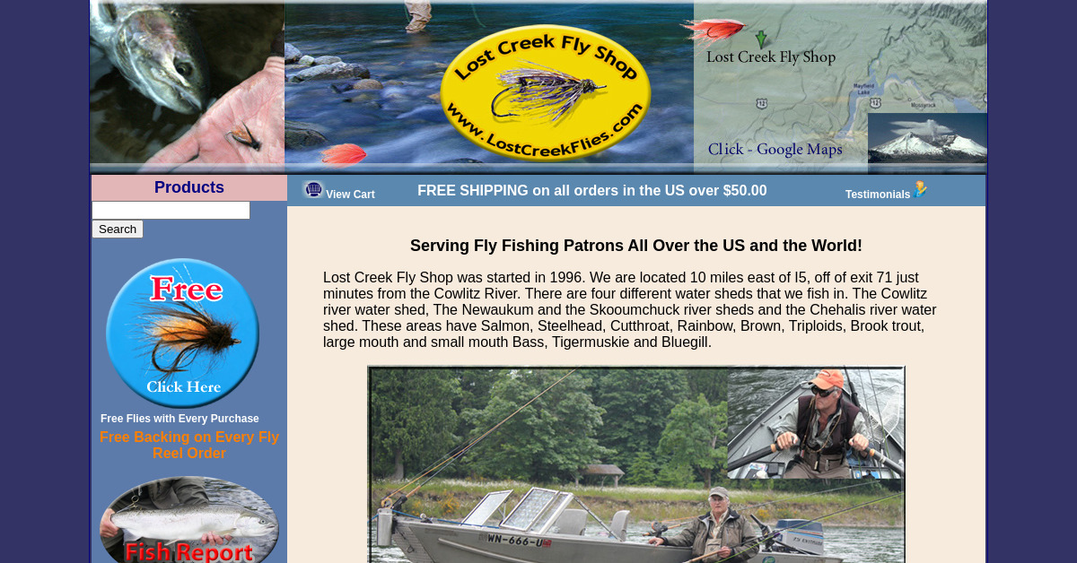 Screenshot of http://www.lostcreekflies.com