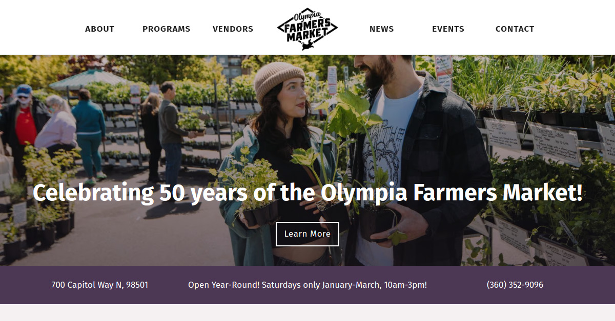 Screenshot of http://www.olympiafarmersmarket.com